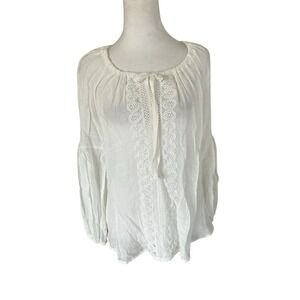 Spense NWt White Gauze Top SZ S Lace Trim